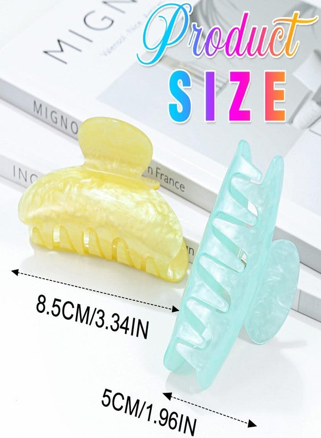 CAKURE Acrylic Hair Clips Cute Claw Clips Medium Hair Claw Barrettes Hair Accessories for Women and Girls（Pack of 2） (f-light blue&yellow) - Image 2